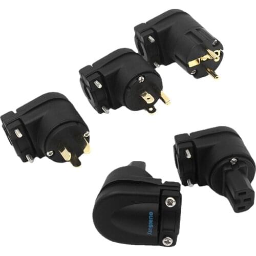 Hi-end Audio power plug L-shaped copper gold-plated US EU Universal power plug IEC Connector HiFi audio cable plug adapter