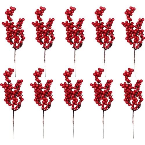 Artificial Fruit Simulation Decoration Faux Flower 22cm Cherry Bouquet Mini DIY Accessories Froth Christmas Berries