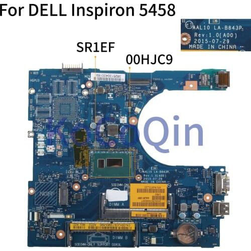 KoCoQin Laptop motherboard For For DELL Inspiron 15 5458 5558 5758 Core I5-4210U HDMI Mainboard CN-00HJC9 00HJC9 AAL10 LA-B843P