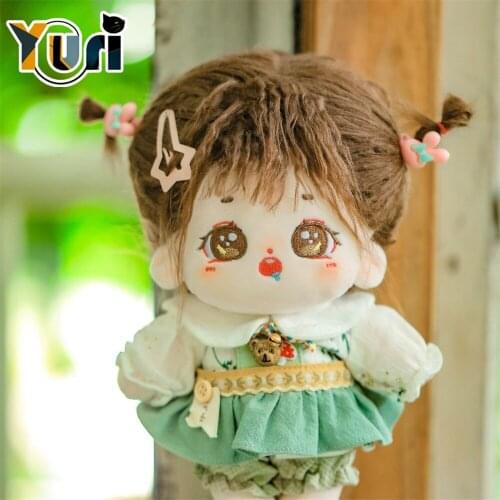 Original Anime No Attributes Idol Star 20cm Curly Wig Plush Doll Body Figure Toy Cosplay Birthday Gift C MO