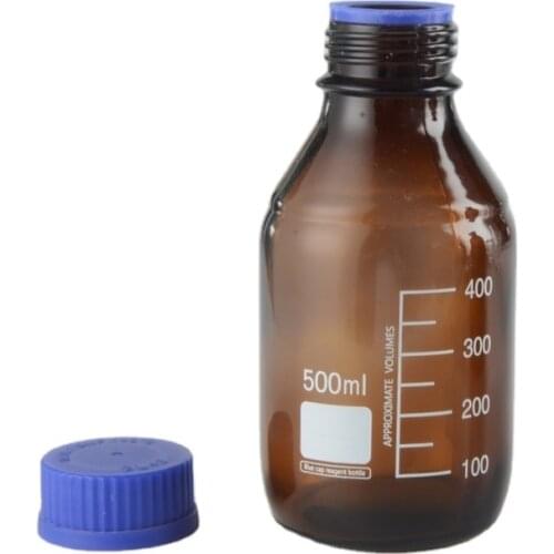 2Pcs/Set Laboratory Scaled Glass Brown Blue Cap Reagent Bottle 50ml 100ml 250ml 500ml 1000mlBrown Screw-Top Bottle