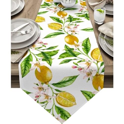 Lemon Texture Watercolor Art Table Runners for Wedding Party Decoration Coffee Table Decor Modern Table Runner