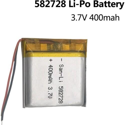 582728 3.7V 400mah Rechargeable Lithium Polymer Battery for Q50 G700S K92 G36 Y3 Smart Watch Bluetooth Speaker GPS Li-Po Battery