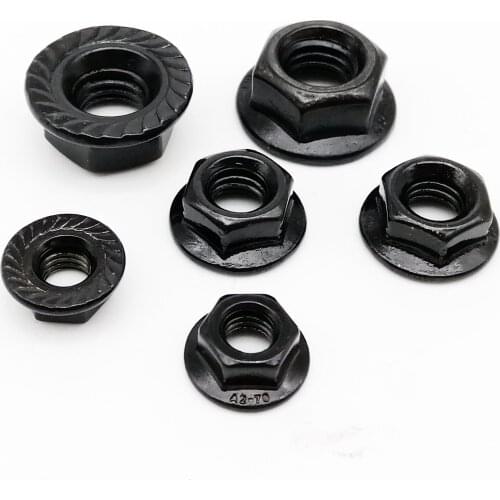 2/10pc M3 M4 M5 M6 M8 M10 M12 High Quality Black A2-70 304 Stainless Steel Hex Head Serrated Spinlock Flange Nut Locknut DIN6923