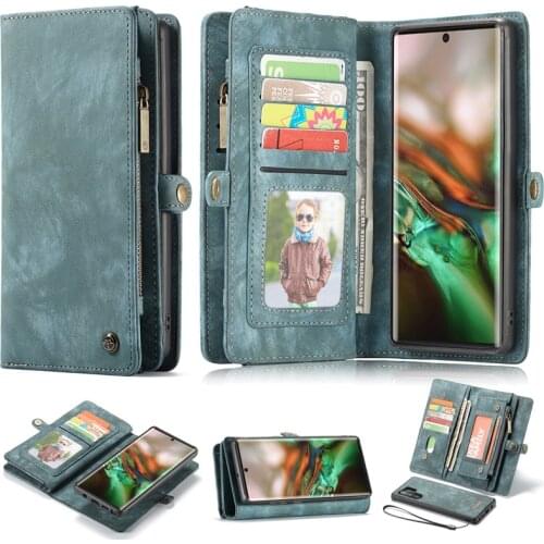 Multi-function Zipper Wallet Case For Samsung Galaxy Note 10 Pro Note 10 Note 10 Plus Detachable Leather Flip Cover Phone Bags