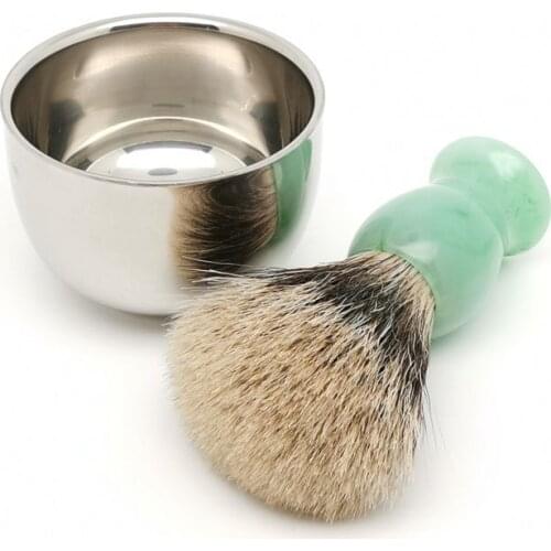 TEYO Shaving Brush and Shaving Cup Set Include Two Band Silvertip Finest Badger Hair Brush Perfect for Man Wet Shave Cream