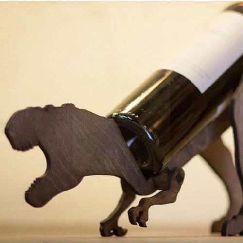 Tabletop Red Wine Racks Wooden Animal Dinosaur Decorative Cellar Wine Holder Kitchen Organizer Stand Wine Storage Centerpie Q2T7