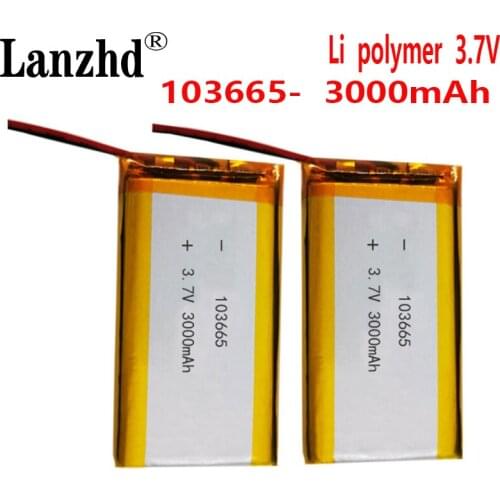 Rechargeable batteries 103665 polymer lithium battery 3.7V 3000mah For story machine / Game Handle With Connector Ph2.0