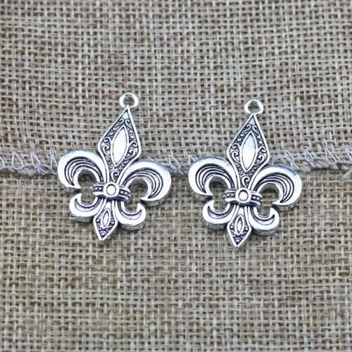 20 Pieces/Lot 23*33mm Antique Silver Plated Alloy Fleur De Lis Anchor Charms Pendant For Diy Jewelry Making