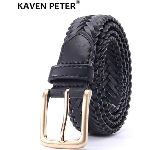 Black PU Leather Belt For Women Pin Buckle Jeans Luxury Brand Female Belts Casual Braided Strap Designer High Quality Waistband