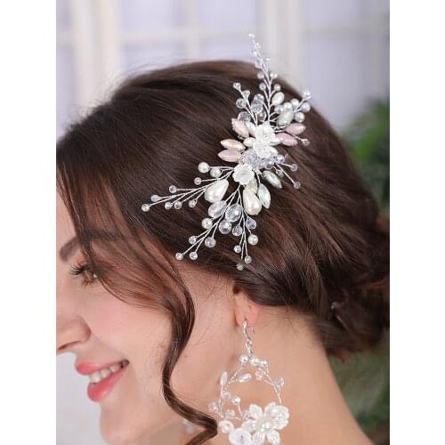 Crystal Hair Comb Fashion Hair Jewelry Flower Headpieces Handmade Beads Wedding Headdress Tiara Women Hair Accessories For Bride