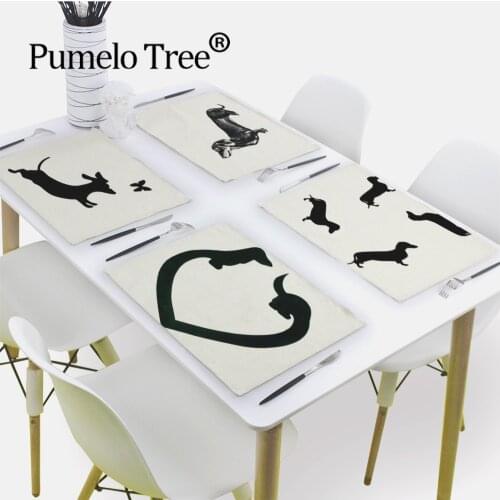 42X32Cm Dachshund Dog Table Napkin Love Cute Dog Tea Towel Animal Linen Decor Custom Napkins for Kitchen Dinner Napkin Servetten