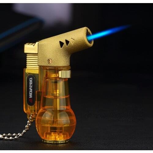 Straight Into Temperature Resistant Metal Cigar Lighter with Windproof Spray Welding Gun Inflatable Refill Butane Lighters Gifts