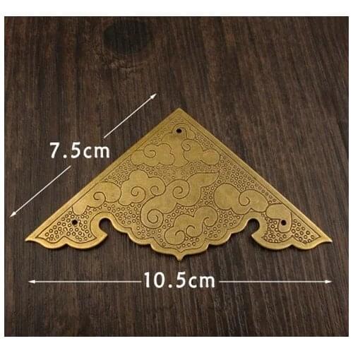 Corner Brackets Antique copper sheet spline wrap angle of Chinese furniture Zhuojiao copper fittings 7.5cm copper brass corner