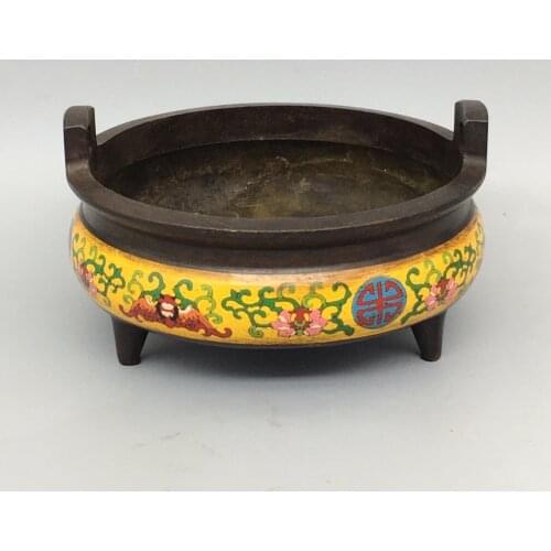 Home Decorations Gifts,Antique Collection Old Chinese Bronze Cloisonne Censer/Metal Incense Burner