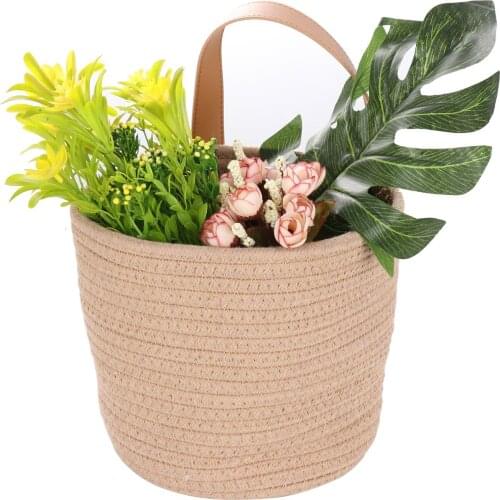 Rope Planter Woven Basket Flower Pot Home Decoration Imitation Rattan Hand Made Cotton Simulation Wall Hanging Storage Baskets