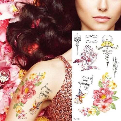 Temporary tattoo sticker flower girls tattoo birds unique flower tattoos for women arm sleeve tatoo & body art hand stickers