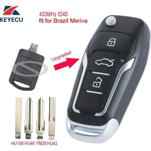 KEYECU Replacement Upgraded Flip Remote Car Key Fob 2 Button 433MHz ID40 for Chevrolet Meriva in Brazil