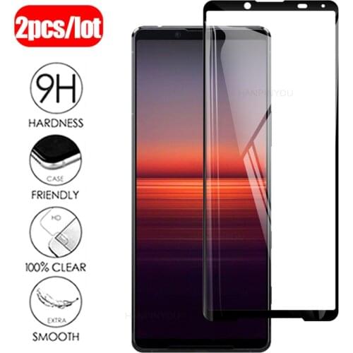 2Pcs Protective Tempered Glass on For Sony Xperia 5 II 5ii 6.1" Full Cover Screen Protector Glass Film