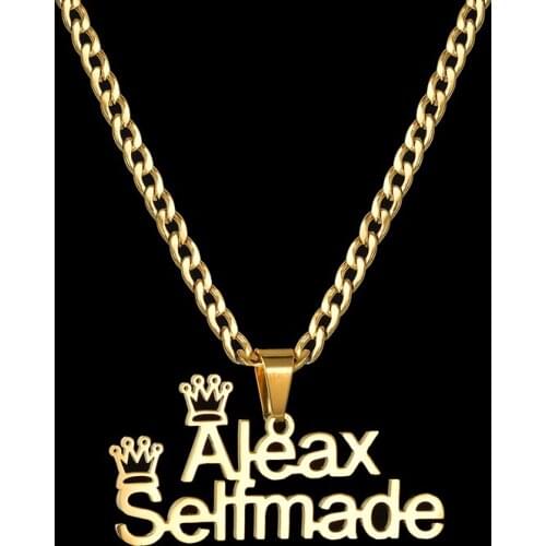 Pearl Crown Custom 2 Name Necklaces Pendant Personalized Letter Anime Zodiac Gold Choker Piercing Necklace Pendant Nameplate