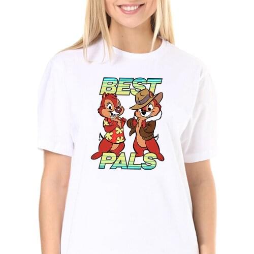 Disney Chip 'n Dale Best Pals T-Shirt Women Summer Short Sleeve Tshirt Female Tshirt Tops Tee Shirt Femme