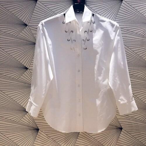 Patads French fashion leisure creative design sense bandage long sleeve shirt spring and summer womens wear c11758e