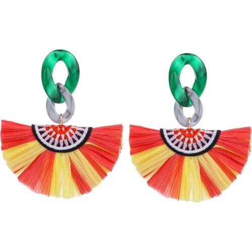 2020 New Fashion Bohemian Semicircle Tassel Pendant Earrings Woman Ethnic Style Retro Earrings Visual Jewelry Gift