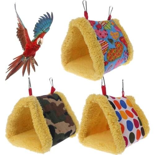 Winter Warm Plush Bird Parrot Hammock Cage Hanging Bed Cave House Swing Nest Tent Bird Supplies C42