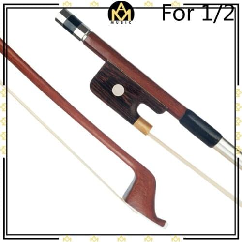 1/2 Upright Double Bass Bow French Bow Natural Bow Hair Brazilwood Half Size Durable Bass Bow