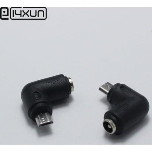 1pcs 5.5*2.1mm Female DC Power Conversion Plug to Male Micro USB 90 Degrees Adapter for Andrews Computer Repair