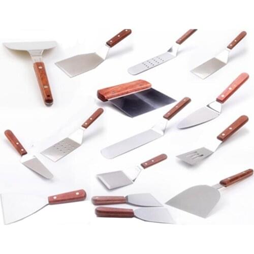 Stainless Steel Teppanyaki Shovel Wooden Handle Special Kitchenware Cooking Tools Beef steak Shovel Kitchen Accessories 1pcs