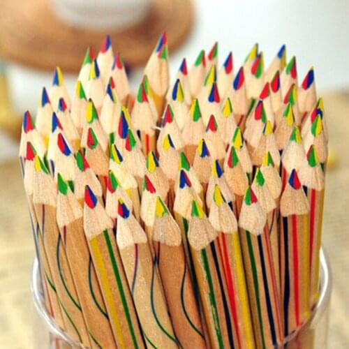 10 pcs/Lot Fantasy Rainbow Wood Pen Rod 4 In 1 Colored Refill Pencil Drawing Stationery Office School Students Supplies H6292
