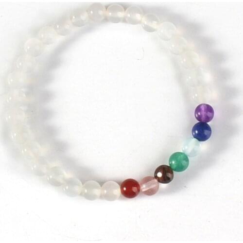 100-Unique 1 Pcs Trendy White Agates Round Beads Chakra Healing Bracelets For Women Jewelry