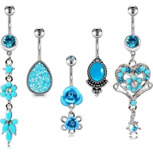 5 Piece Navel Clasp Antique Tribal Style Dream Catcher and Set Tribal Arrow Dangling Navel Clasp