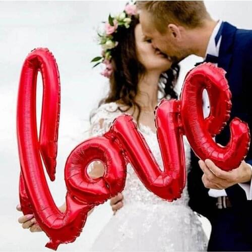 50Pcs Red Ligatures Love Letter Foil Balloon Anniversary Wedding Valentines Birthday Party Decoration Champagne Cup Photo Props