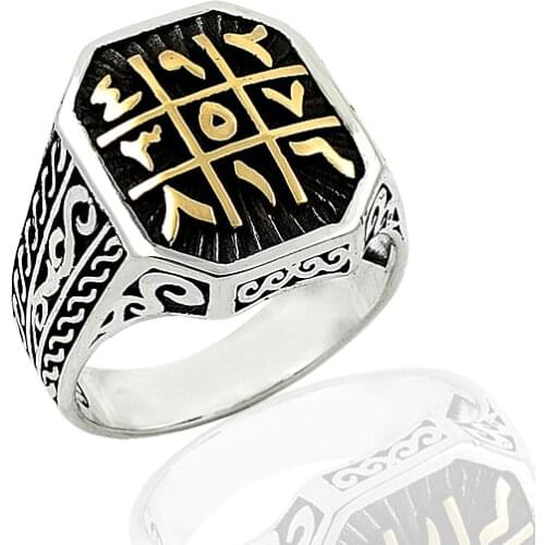 925 Silver Numerological Numerological Printed Casual Rings for Men