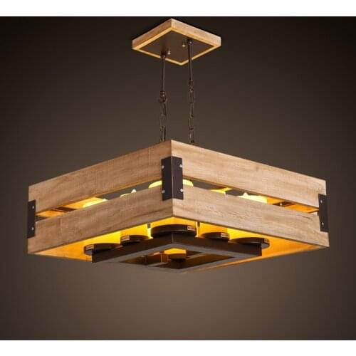 American Style Country Loft Solid Wood Marble Candle Edison Pendant Lamp Restaurant Dinning Room Home Decor Lighting Fixture