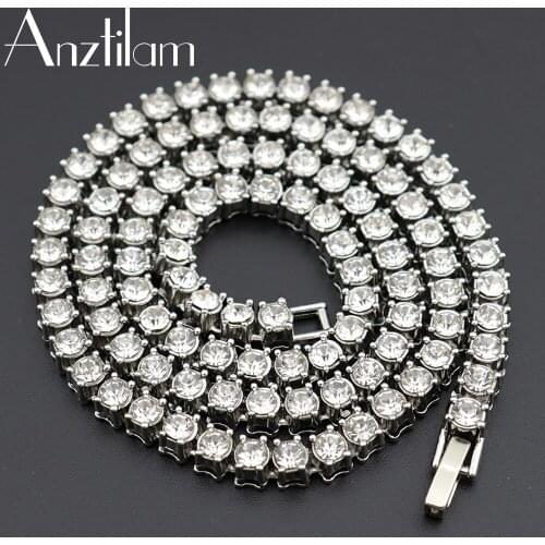 5mm HIP HOP Bling Iced Out Tennis Chain Necklace Gold Silver Color Choker Long Link Chain Necklaces For Men Women Rapper