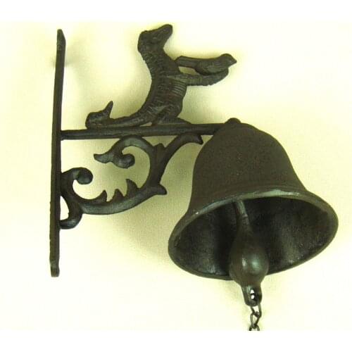 Cast Iron Crocodile Model Doorbell Handmade Metal Alligator Jingle Bell Ironwork Decoration Gift and Craft Adornment Accessories