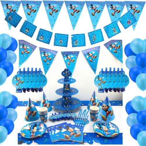 Disney Cartoon Mickey Mouse Theme Party Decoration Baby Shower Disposable Plates Cups Straw Kids Favor Party Tableware Supplies