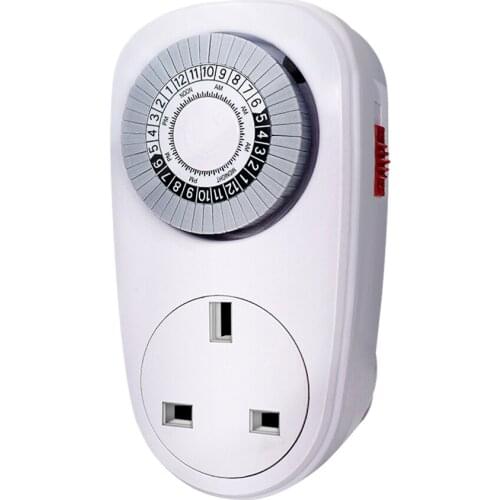 Home Interval Mechanical Timer UK Wall Plug Socket 24H Control Switch Clock