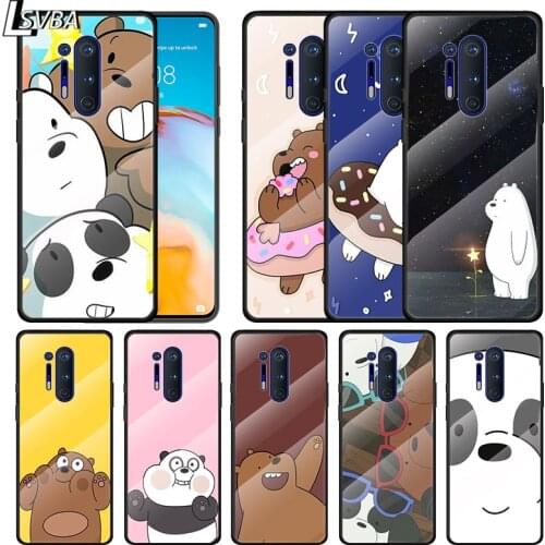 Hot Anime Cute Bear For Oneplus 9R 9 8T 8 Nord Z 7T 7 Pro 5G Tempered Glass Shell Phone Case Cover