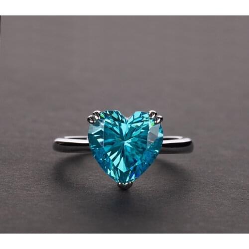 Meisidian Classic Rings S925 Silver Heart Cut Pink Blue Red Cubic Zirconia Women Jewelry