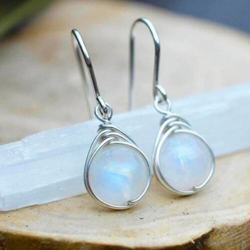 Fashion Women Silver Fire Opal Wedding Earrings Ear Dangle Drop Hoop Jewelry