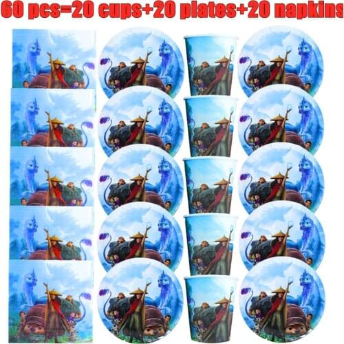 Disney Raya and The Last Dragon Theme Kids Favor Birthday Pack Event Party Cups Plates Baby Shower Disposable Tableware Supplies