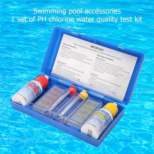 Chlorine PH Water Quality Test Kit Swimming Pool Liquid Hydroponics Aquarium Tester Accessories with Box for Chlorine Test (PH)