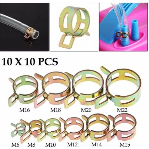New 100Pcs 6-22mm Spring Clip Fuel Line Hose Water Pipe Air Tube Clamps Fastener M12 dropship