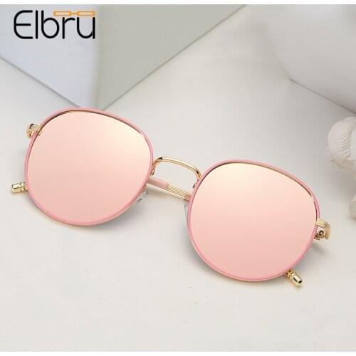 Elbru Retro Round Metal Glasses Frame Men Women Dual Use Eye Eyewear Vintage Luxury Colorful Clear Lens Sunglasses For Female