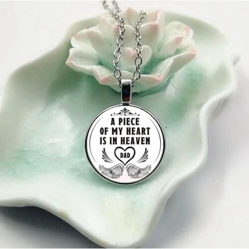 2019 New Fashion English In English My Heart Is In Heaven, Dad, Glass Pendant Necklace