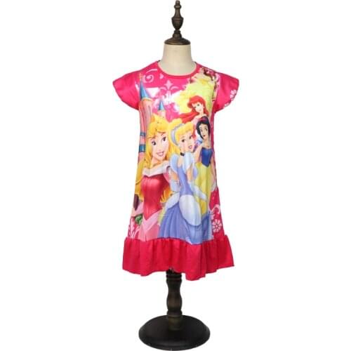 Disney Princess Dress Girl Summer Clothing Kids Clothes Childrens Pajamas Birthday Dresses Casual Costume Belle Ariel Aurora